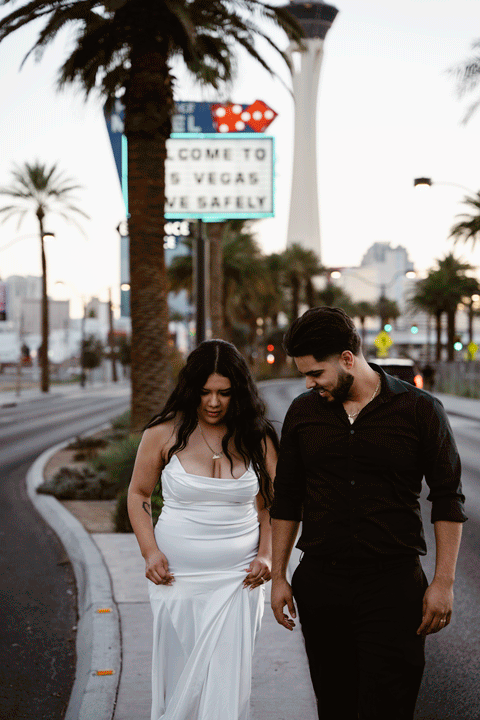 Couple gets portraits done during Las Vegas Elopement.